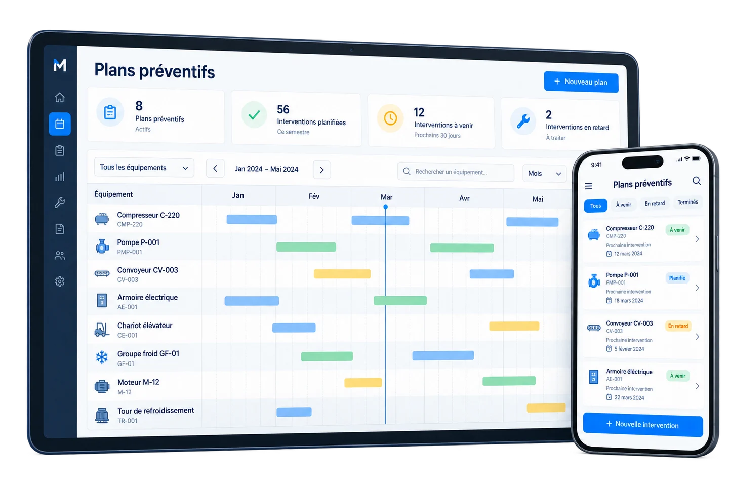 Présentation illustrative des plans préventifs MainteNeat sur ordinateur et mobile